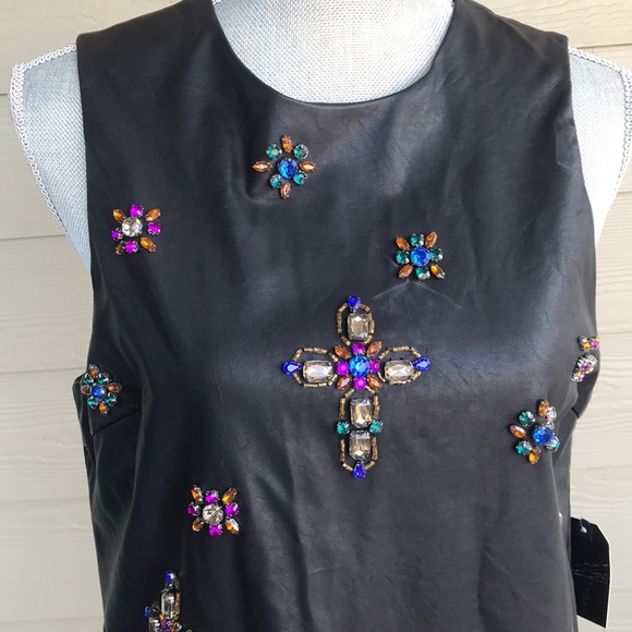 Bedazzled faux leather dress medium new - Picture 2 of 4